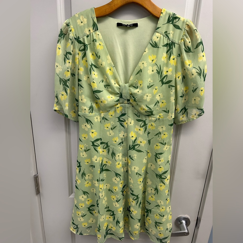 19 Cooper Light Green and Yellow Floral Dress, size XS